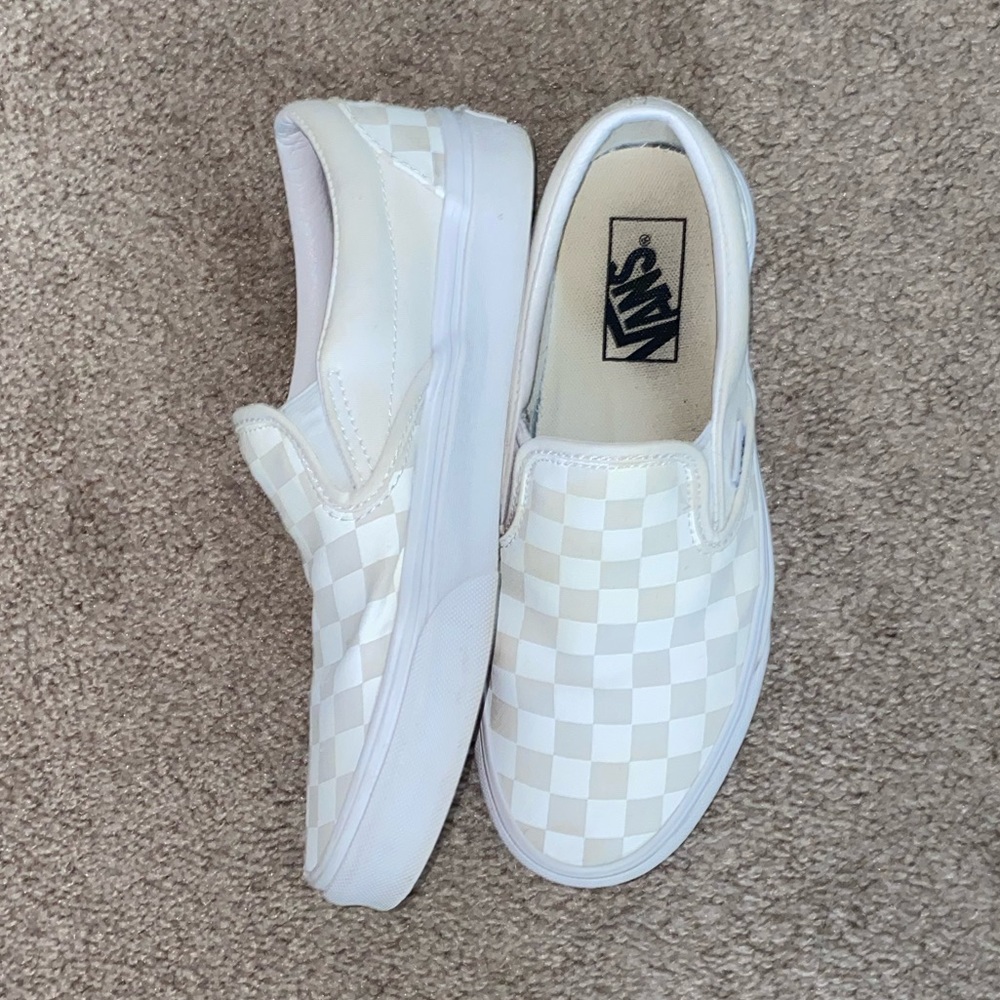 White Checkered Slip-on Vans